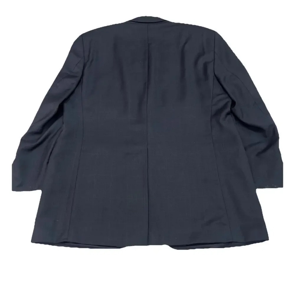 VTG Chaps Ralph Lauren Wool Cashmere Blazer Jacket Mens 43R Navy Blue Windowpane
